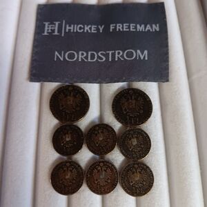 Hickey Freeman Bronze Blazer Buttons 8 2-Lg 6 Sm Austrian 1/4 Florin Coin 1859